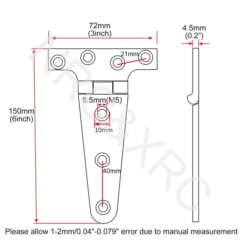 NRC&XRC Pair of 316 Stainless Steel Heavy Duty Marine Grade T Hinge 6"(L)*3"(W) Cast Strap Hinge - Image 2